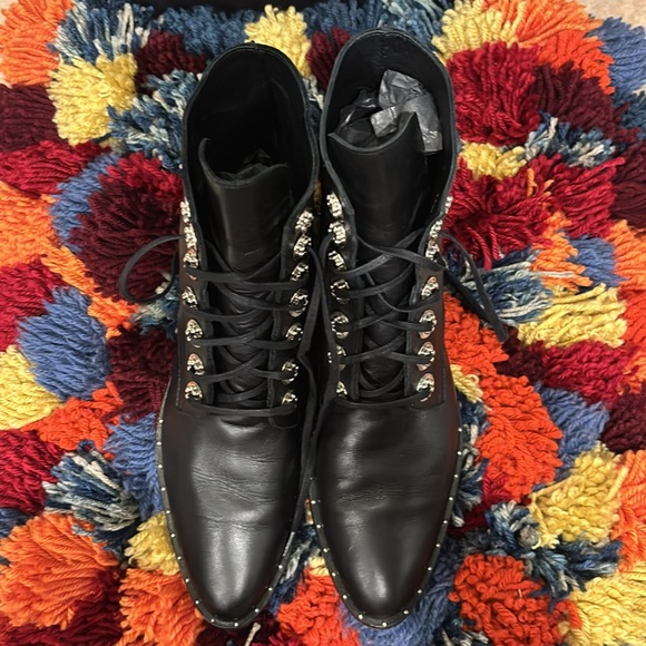 Frēda Salvador Leather Studded Accents Combat Boots - Picture 6 of 6